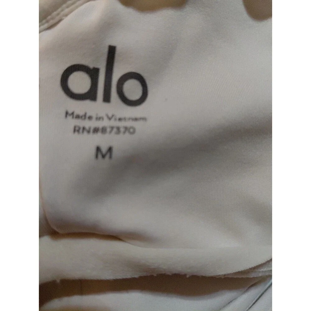ALO Sports Bra Womens Medium Tan/offwhite Ruched Front No Pads